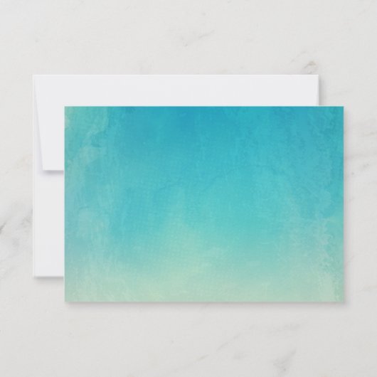 ビーチシーシェルズウォーターカラーターコイズウェディングRSVP 出欠カード (裏面)