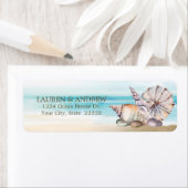 ビーチシーシェルズウォーターカラー航海の差出人住所 ラベル (インサイチュ)