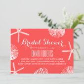 ビーチシーシェルズコーラルレッドブライダルシャワー 招待状 (スタンド正面)