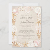 ビーチシーシェルズサンドシーサイ結婚ズ 招待状 (正面)