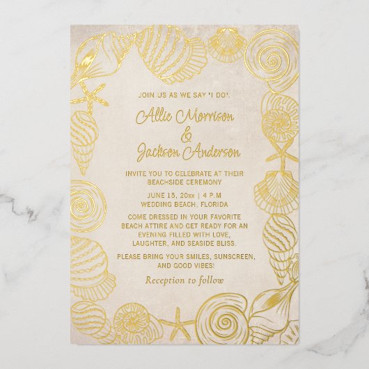 ビーチシーシェルズサンドシーサイ結婚ズ 箔シーズンカード (正面)