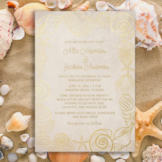 ビーチシーシェルズサンドシーサイ結婚ズ 箔シーズンカード