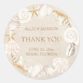 ビーチシーシェルズサンドシーサイ結婚ドの感謝 ラウンドシール (正面)