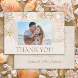 ビーチシーシェルズサンドシー結婚サイドの写真 サンキューカード