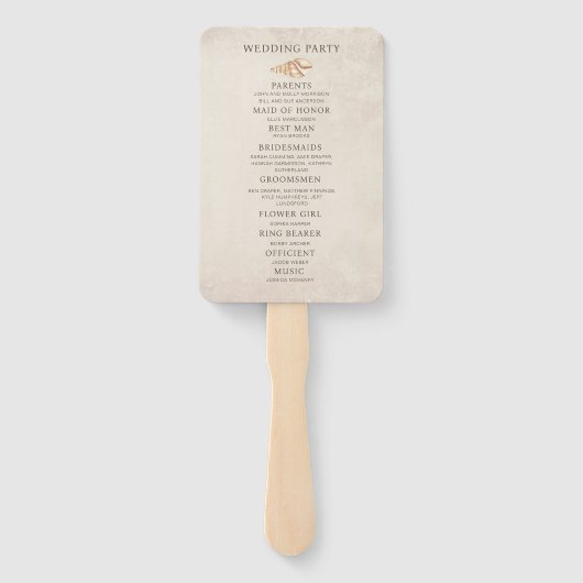 ビーチシーシェルズサンド結婚式 プログラムブライダルパーティ ハンドファン (裏面)