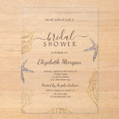 ビーチシーシェルズシーサンドブライダルシャワー アクリル招待状 (正面)