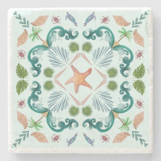 ビーチシーシェルズシーライフ ストーンコースター (正面)