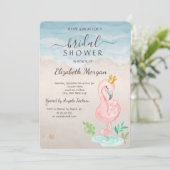 ビーチシーシェルズピンクフラミンゴブライダルシャワー 招待状 (スタンド正面)