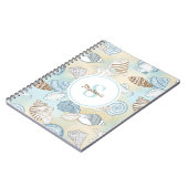 ビーチシーシェルズモノグラム名 ノートブック (左側)