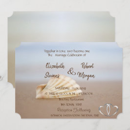 ビーチシーシェルハートウェディング招待状 招待状