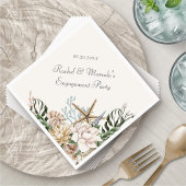 ビーチシーシェルフローラパームウェディングシャワーパーティー スタンダードカクテルナプキン