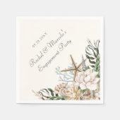 ビーチシーシェルフローラパームウェディングシャワーパーティー スタンダードカクテルナプキン (正面)