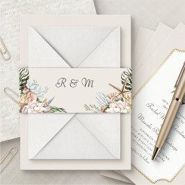 ビーチシーシェルフローラ結婚ズベリーバンド 招待状ベリーバンド