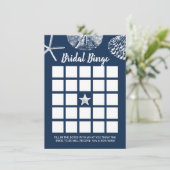ビーチシーシェルブライダルシャワービンゴゲームネイビーブルー 招待状 (スタンド正面)