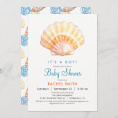 ビーチシーシェルボーイベビーシャワー招待状 招待状 (正面/裏面)