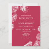 ビーチシーシェルヴィバマゼンタサマー結婚ズ 招待状 (正面)