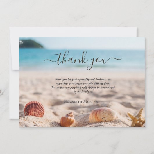 ビーチシーシェル写真お祝いの生活 サンキューカード (正面)
