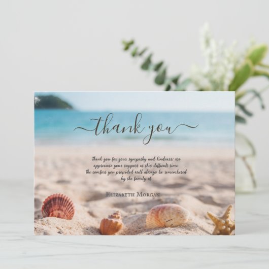 ビーチシーシェル写真お祝いの生活 サンキューカード (スタンド正面)