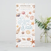 ビーチシーシェル日付ブックマークの写真を保存 招待状 (スタンド正面)