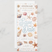 ビーチシーシェル日付ブックマークの写真を保存 招待状 (正面/裏面)