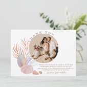 ビーチシーシェル水彩沿岸写真結婚の サンキューカード (スタンド正面)