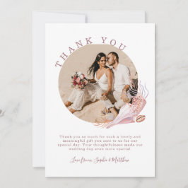 ビーチシーシェル水彩沿岸写真結婚の サンキューカード