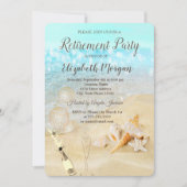 ビーチシーシェル砂のバルーン、ワインの退職 招待状 (正面)