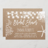 ビーチシーシェル素朴クラフトブライダルシャワー 招待状 (正面/裏面)
