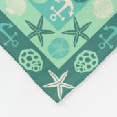 ビーチシーシェル航海のモダンティール(緑がかった色)グリーン フリースブランケット (角)