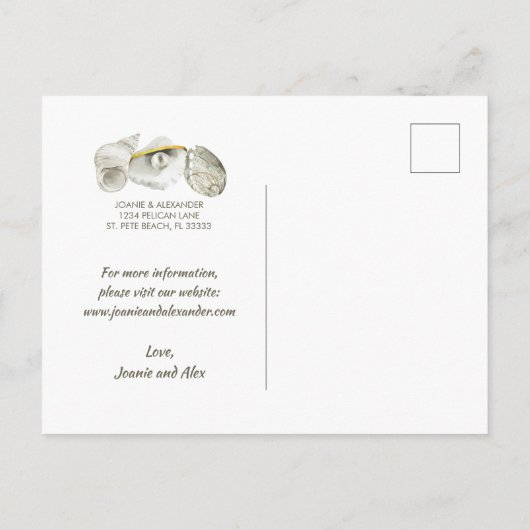 ビーチシーシェルonシルブリィ真珠デートを保存 案内ポストカード (裏面)