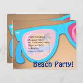 ビーチシーシェードビーチパーティー時間 招待状 (正面/裏面)