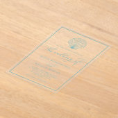 ビーチシーシエレガントェルシーガラスブルー結婚ズ アクリル招待状 (レイダウン)