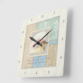 ビーチシーショア海ウェルカムゲスト木製ボード スクエア壁時計 (傾斜)