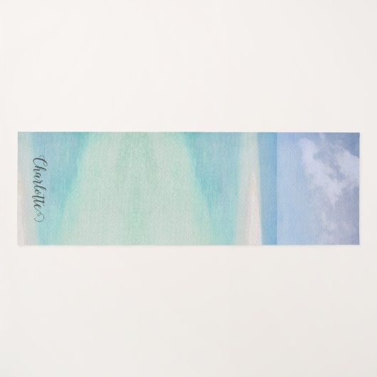 ビーチシースカイパーソナライズされたスクリプト名 ヨガマット (正面(横))