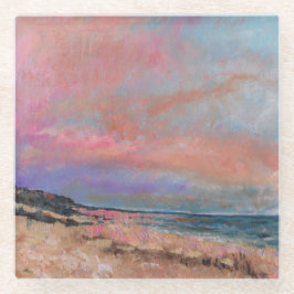 ビーチシースケープファインアート絵画ビーチ ガラスコースター