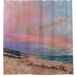 ビーチシースケープファインアート絵画ビーチ シャワーカーテン
