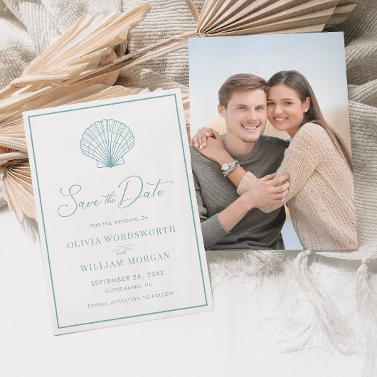 ビーチシーセエレガントルアクア結婚ブルー セーブザデート