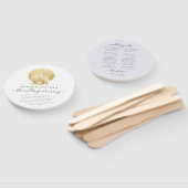 ビーチシーセル金ゴールド+ブルー結婚式 プログラム ハンドファン (組立なし)