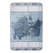 ビーチシータートルシーホースブルー素朴ウォーター色 バスマット (正面縦)