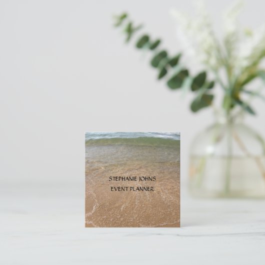 ビーチシーニックフォトイベントプランナーカスタム文字カッコいい スクエア名刺 (スタンド正面)