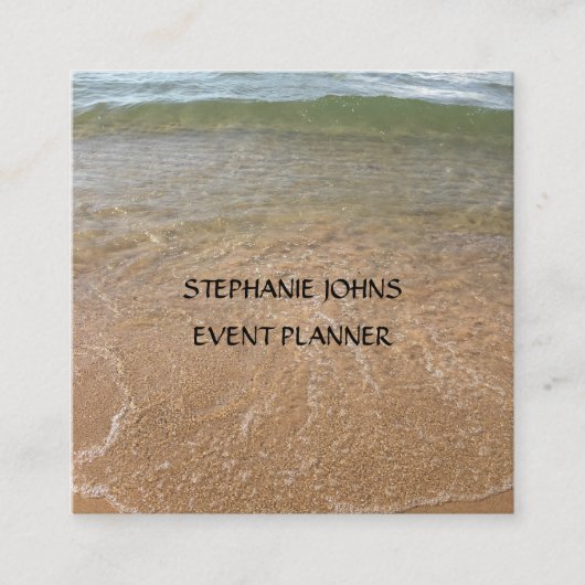 ビーチシーニックフォトイベントプランナーカスタム文字カッコいい スクエア名刺 (正面)