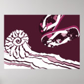 ビーチシーピンク紫(ばちゃばちゃ)跳ねるビーチサンダルポスター ポスター (正面)