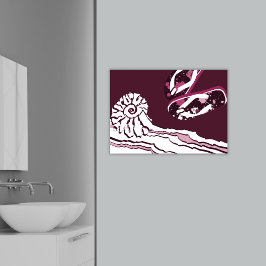 ビーチシーピンク紫（ばちゃばちゃ）跳ねるビーチサンダルポスター ポスター