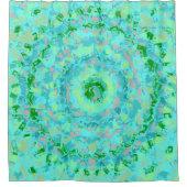 ビーチシーブルーとグリーン抽象芸術 シャワーカーテン (正面)