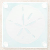 ビーチシーブルーホワイトサンドドルコースタル ガラスコースター (裏面)