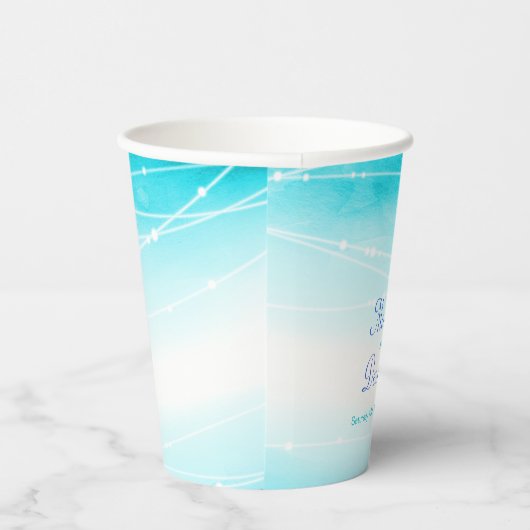 ビーチシーブルー抽象芸術ウォッシュカスタムウェディングカップ 紙コップ (右)