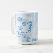 ビーチシーホースヒトデシーシェルズウェルカムファミリー コーヒーマグカップ (正面左)