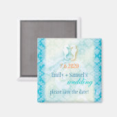 ビーチシーホース結婚式の日付を保存 マグネット (正面/裏面)