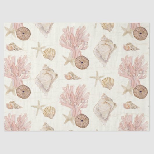 ビーチシーライフコーラルスターフィッシュシーシェルズウォーター色 薄葉紙 (正面)