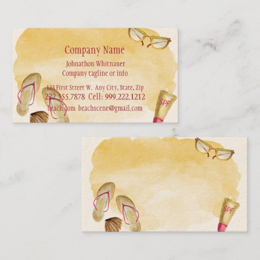 ビーチシーンおもしろいサマバケーションアート 名刺 (正面/裏面)